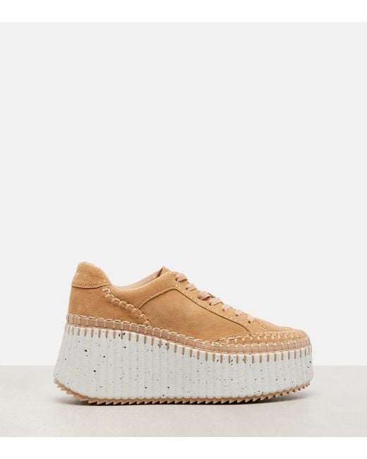 Chloé Natural Nama Suede Platform Sneakers