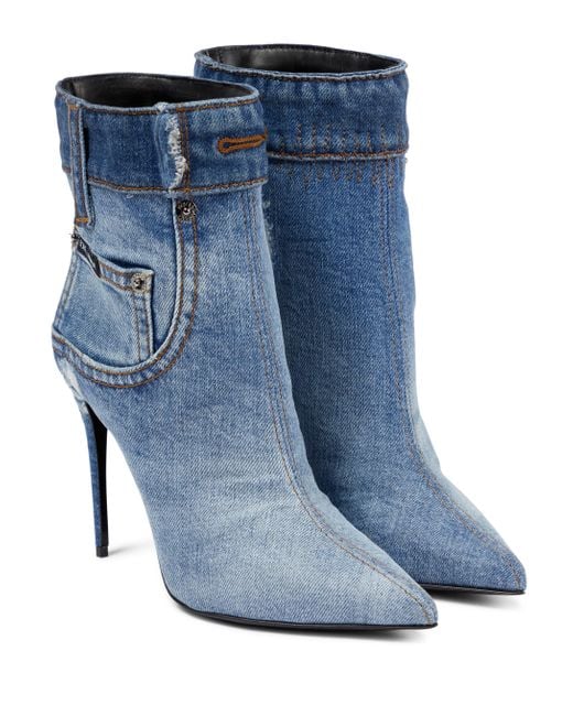 Dolce & Gabbana Blue Ankle Boots Cardinale 105 aus Denim