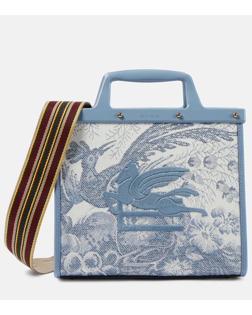 Etro Blue Love Trotter Small Embroidered Tote Bag