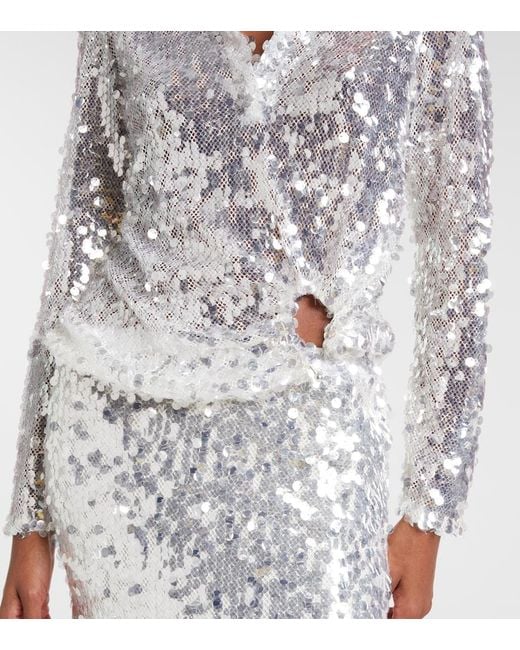 Christopher Esber White Opaline Sequined Top