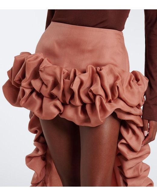 Saint Laurent Red Bubble Silk Gazar Miniskirt