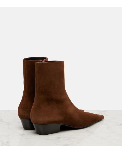 Saint Laurent Brown Jill 30 Suede Ankle Boots