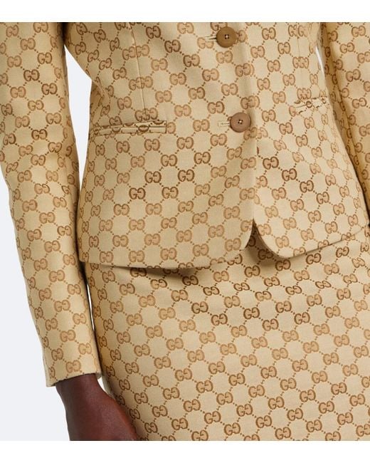Gucci Natural Gg Canvas Cotton-Blend Blazer