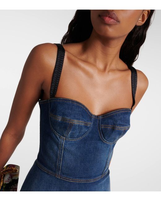 Dolce & Gabbana Blue Corset Denim Minidress