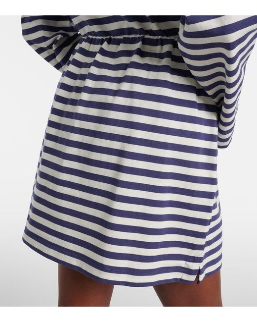 Posse Blue Haisley Striped Cotton Miniskirt
