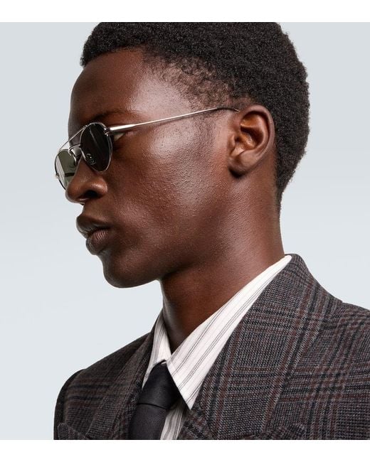 Saint Laurent Gray Sl 97 Aviator Sunglasses for men