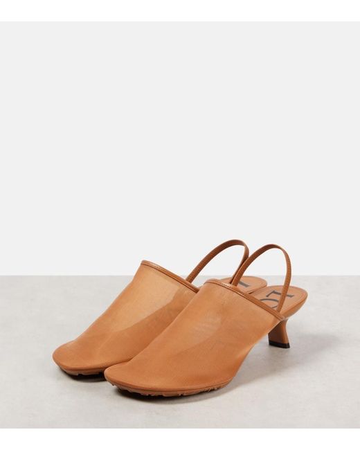 Loewe Brown Petal Mesh Slingback Mules