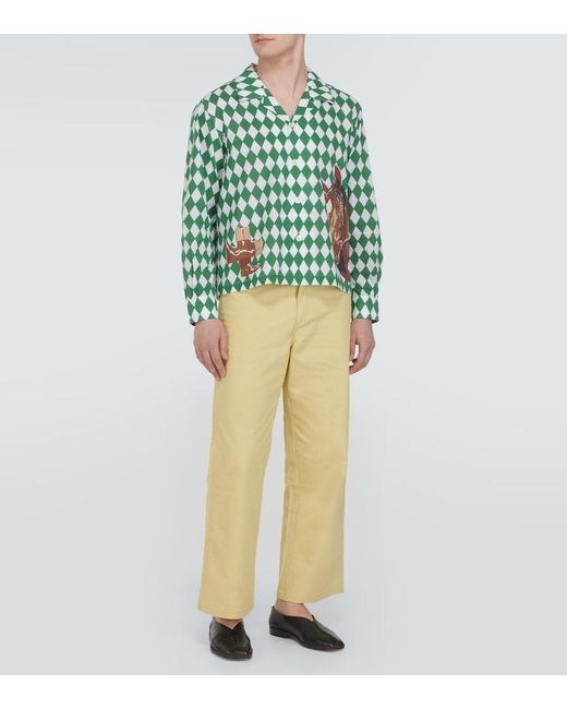 Bode Yellow Brook Cotton Canvas Wide-Leg Pants for men