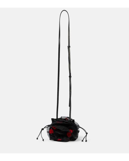 Magda Butrym Black Floral Satin Bucket Bag