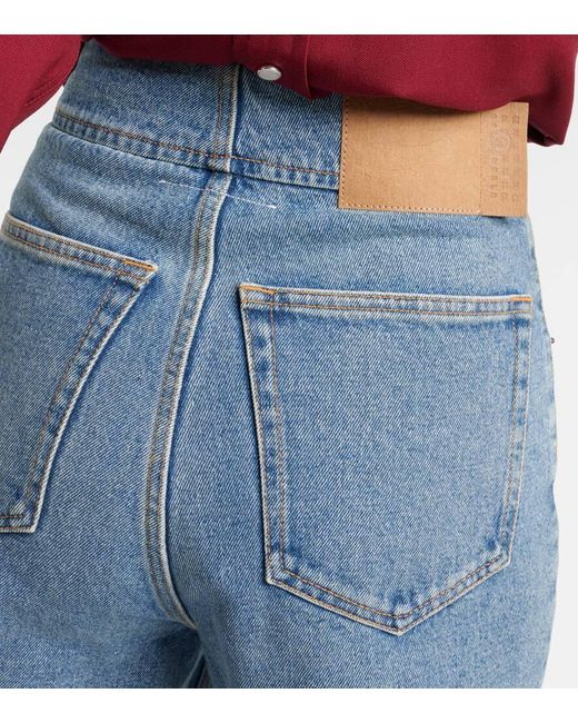 Jeans rectos de tiro alto desgastados MM6 by Maison Martin Margiela de color Blue