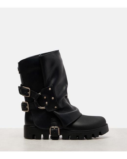 Dolce & Gabbana Black Leather Biker Boots