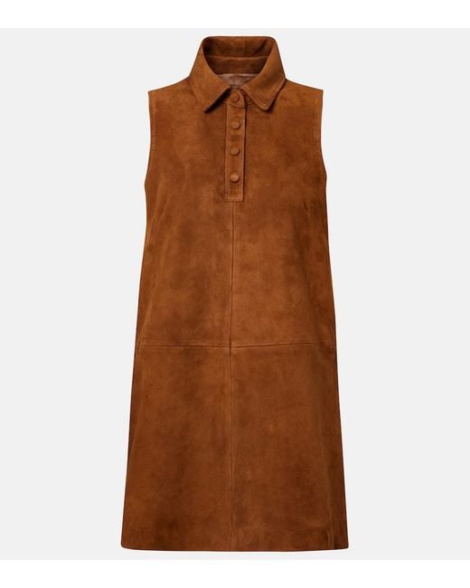FRAME Brown The Suede City Suede Minidress