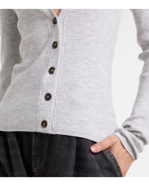 Brunello Cucinelli Blue Ribbed-Knit Cardigan