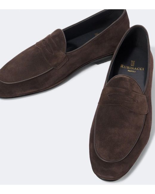 Rubinacci Brown Suede Loafers for men
