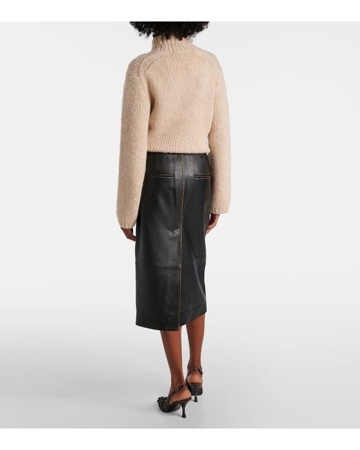 Vince Black Mid-Rise Leather Pencil Skirt