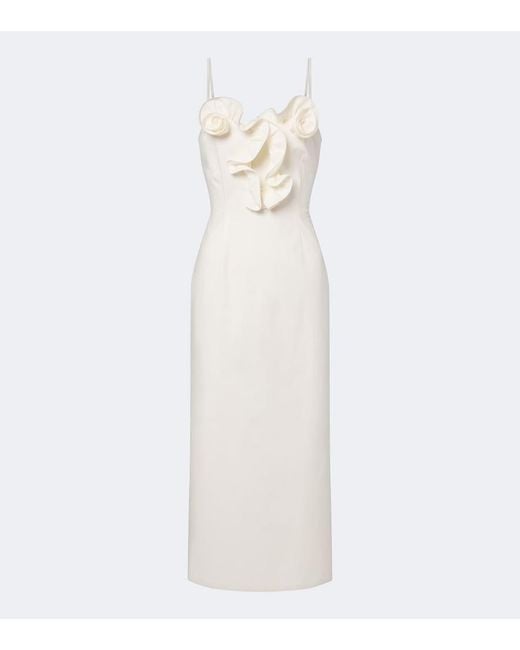 Magda Butrym White Floral-Applique Cotton Midi Dress