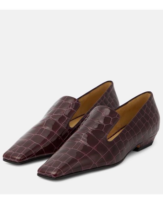 Khaite Brown Marfa Croc-effect Leather Loafers