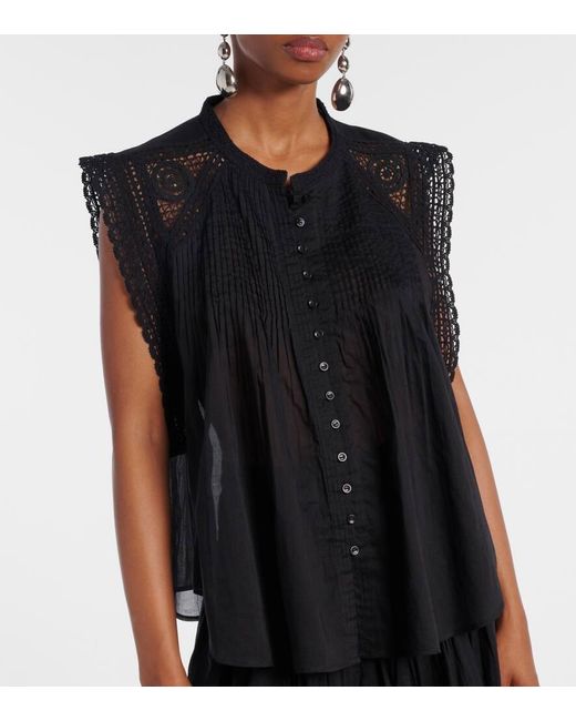 Isabel Marant Black Top Grecia Aus Baumwolle Mit Spitze