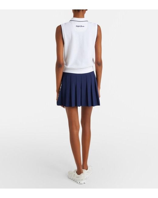 Polo Ralph Lauren Blue X Wimbledon Logo Pleated Tennis Skirt