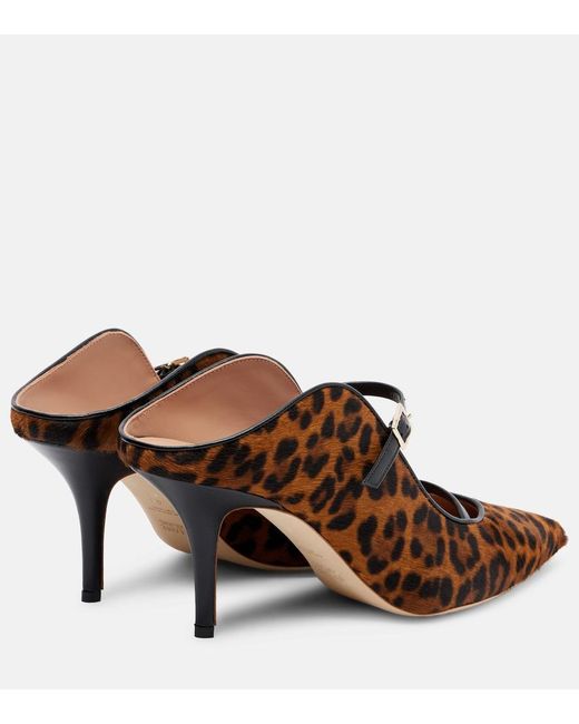 Malone Souliers Brown Gala 70 Leopard-Print Calf Hair Mules