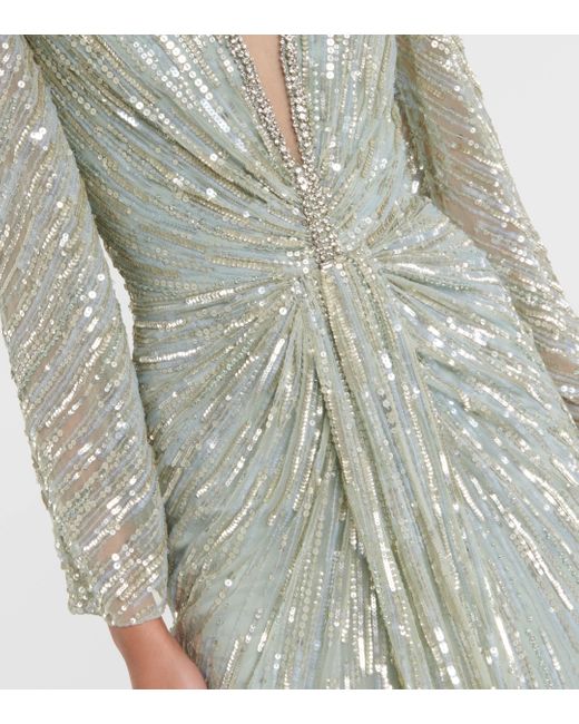 Jenny Packham Green Darcy Sequined Gown