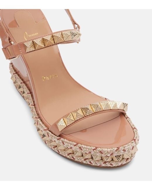 Christian Louboutin Brown Pyraclou 110 Leather Espadrille Wedges
