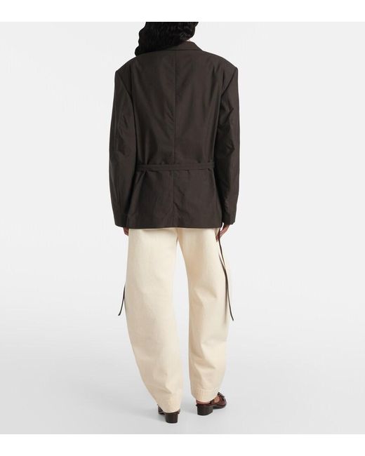 Blazer De Algodon Y Seda Con Cinturon Lemaire de color Black