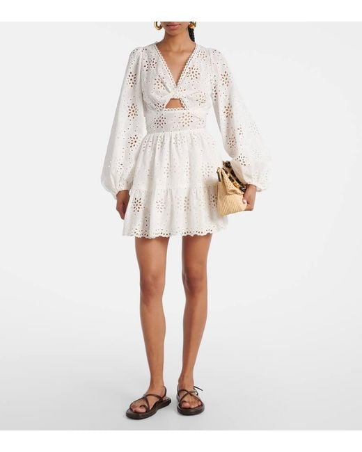 Alexandra Miro White Mariah Cotton Minidress