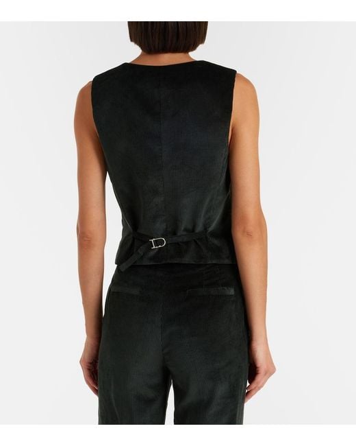 Gabriela Hearst Black Coleridge Cotton Corduroy Vest