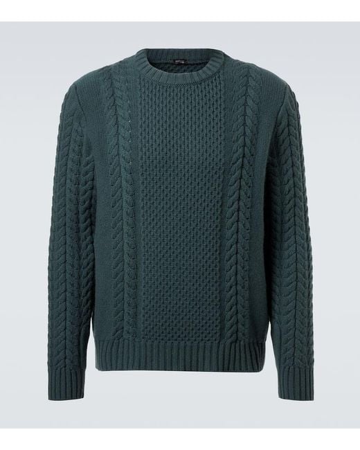 Kiton Green Cable-Knit Cashmere Sweater for men