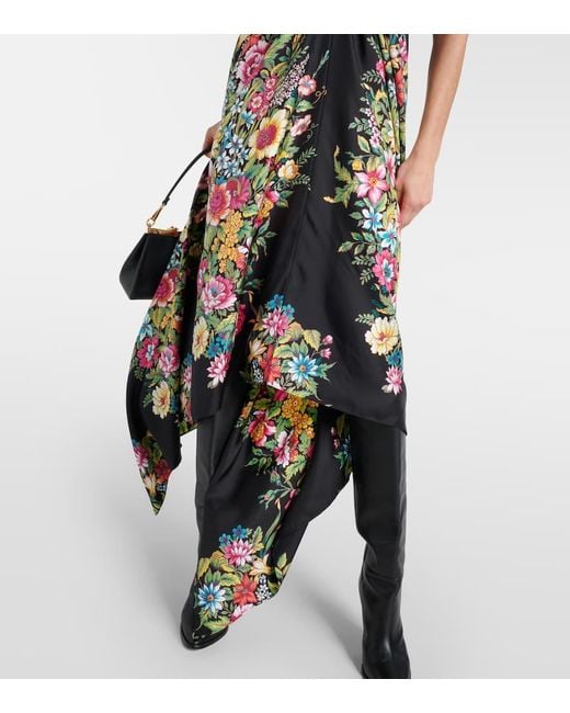 Etro Metallic Floral Silk Midi Dress