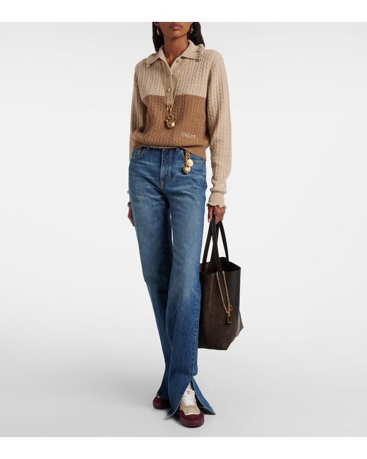 Chloé Black Spin Leather And Suede Tote Bag