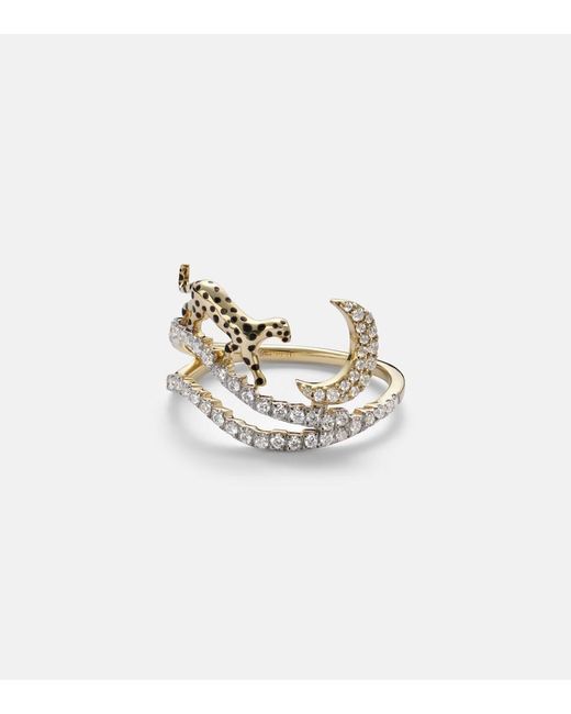 Yvonne Léon White Reves Etoiles 9Kt And Enamel Ring With Diamonds