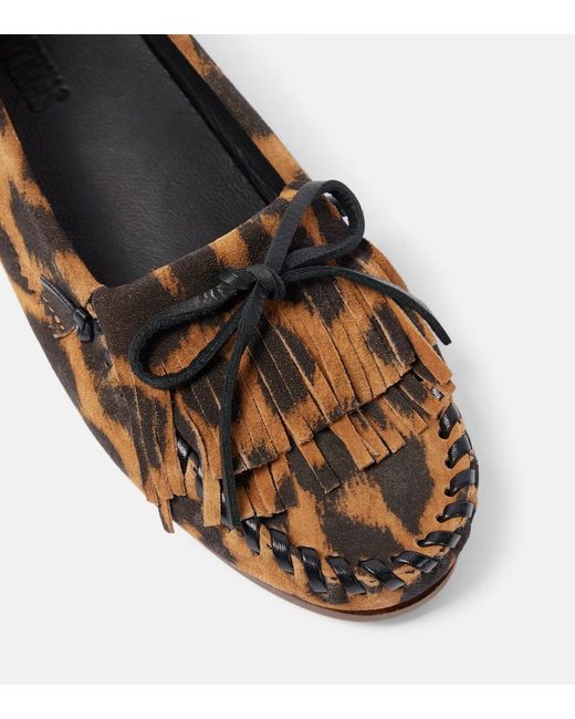 Paris Texas Brown Indie Leopard-Print Suede Loafers