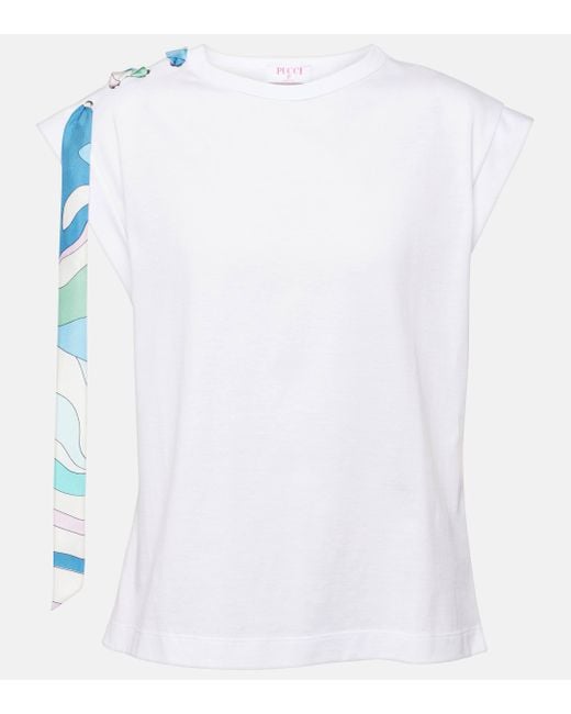 Emilio Pucci White Bow-detail Cotton T-shirt