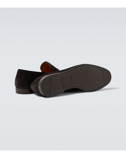 Magnanni Shoes Black Diezma Ii Suede Penny Loafers for men