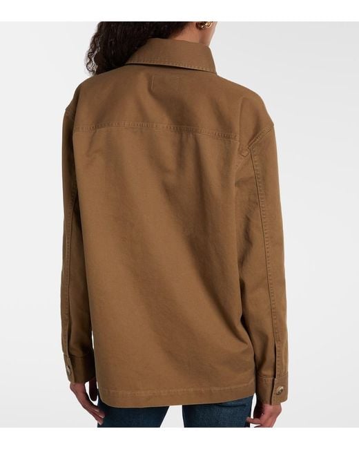 Saint Laurent Brown Cassandre Cotton And Linen Overshirt