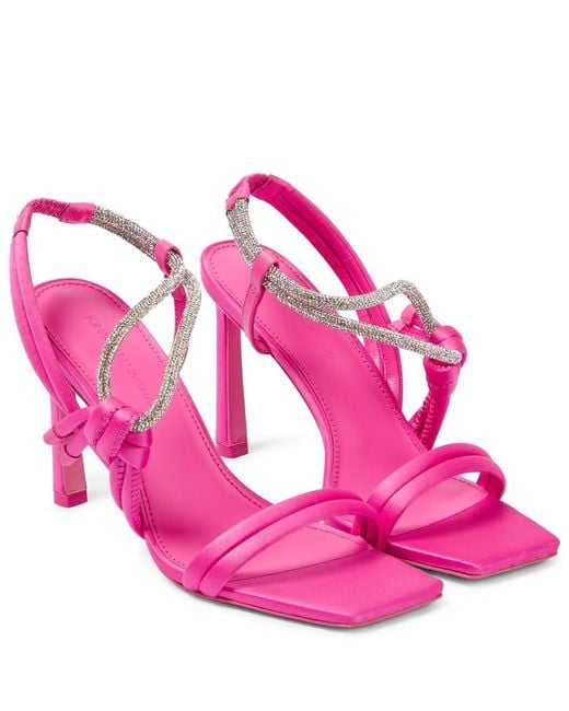 Jonathan Simkhai Pink Cassie Embellished Satin Sandals