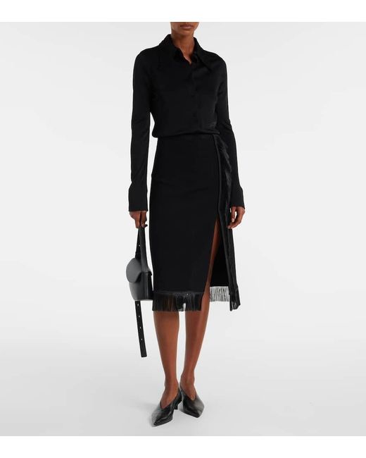 Jil Sander Black Fringed Midi Skirt