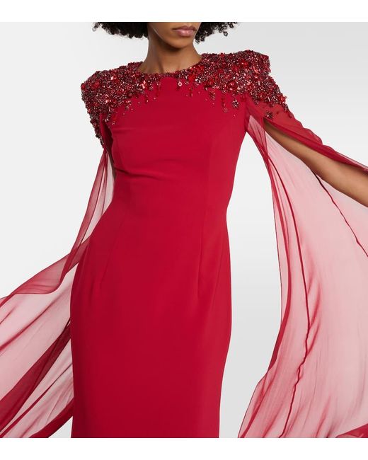 Jenny Packham Red Jenna Crystal-embellished Gown