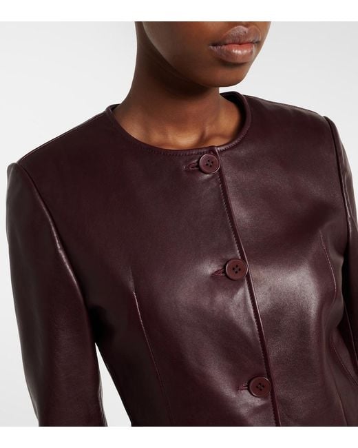 Nour Hammour Purple Maud Leather Blazer