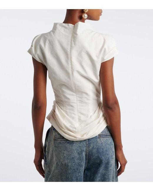 Magda Butrym White Draped Cotton And Silk Top