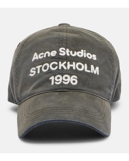 Acne Gray Logo Cotton Twill Baseball Cap