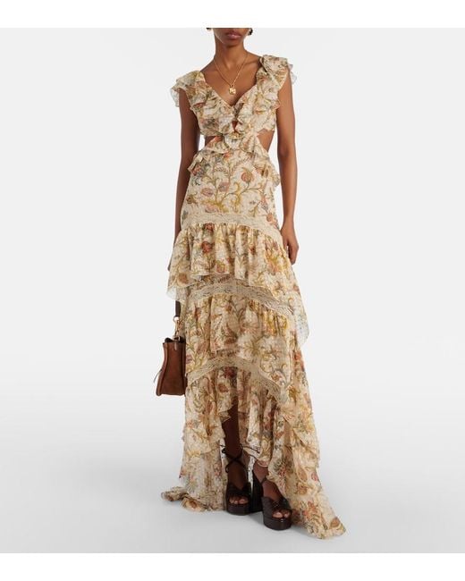 Etro Natural Printed Silk-Blend Maxi Dress