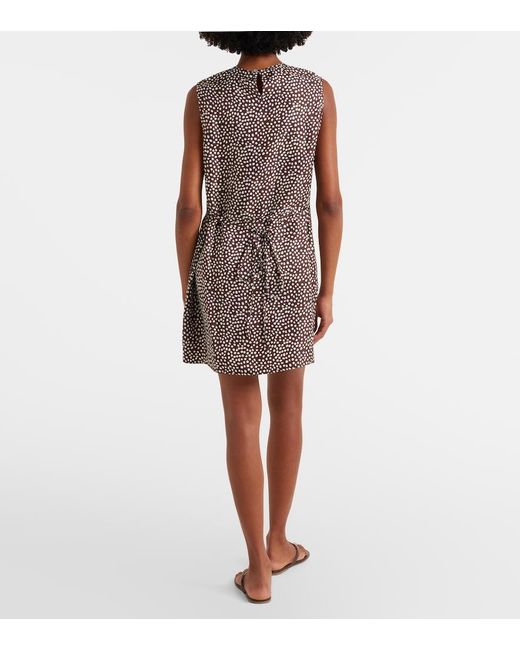Asceno Brown Sintra Polka-Dot Silk Twill Minidress