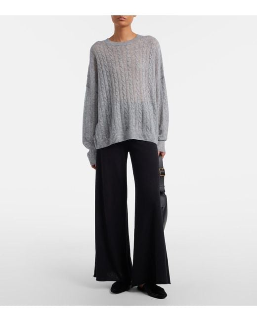 Lisa Yang Blue Ainsley Cotton And Cashmere Wide-Leg Pants