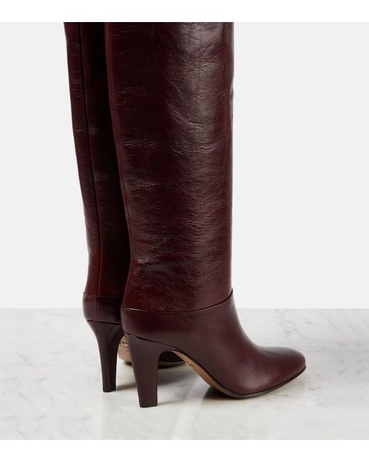 Chloé Red Eve 85 Leather Over-The-Knee Boots