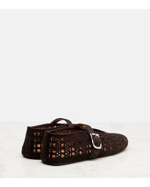 Alaïa Brown Vienne Suede Ballet Flats