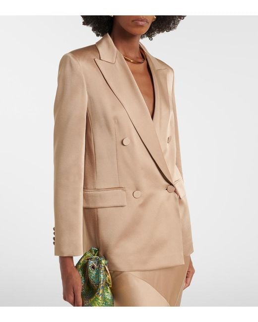 Max Mara Natural Arca Double-Breasted Satin Blazer