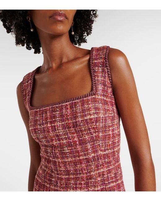 Etro Red Cotton And Wool-Blend Midi Dress